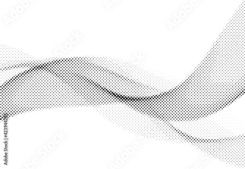 Abstract wave element. Stylized halftone line art pattern background. Data visualization dynamic wave pattern vector. 