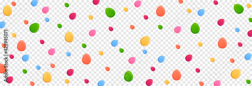 Vector image for Easter day. Easter eggs png, Easter background, template. Multi-colored eggs, holiday.