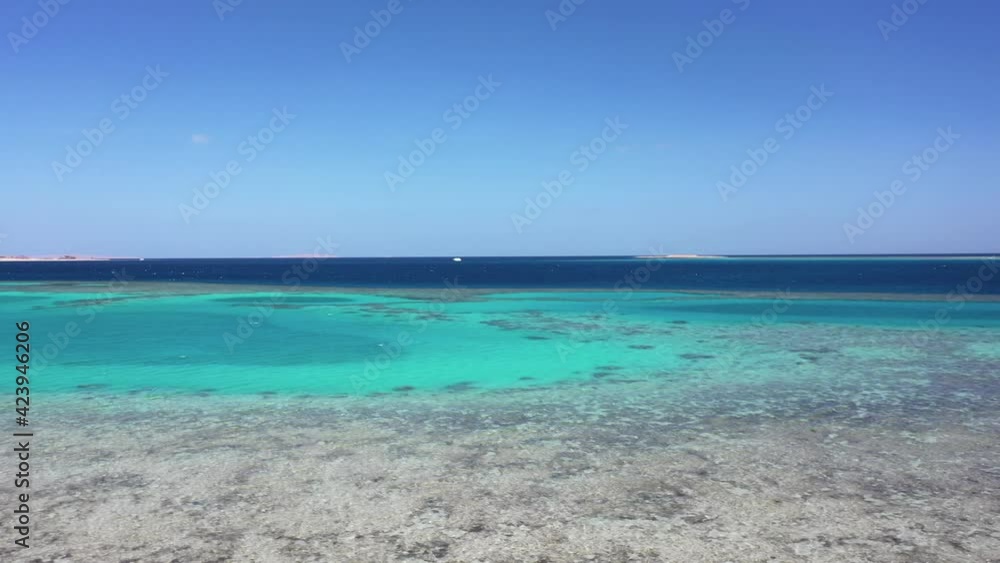 Aerial drone 360 shot of natural pool in coral island in Red Sea, Egypt Aerial drone 360 shot of natural pool in coral island in Red Sea, Egypt