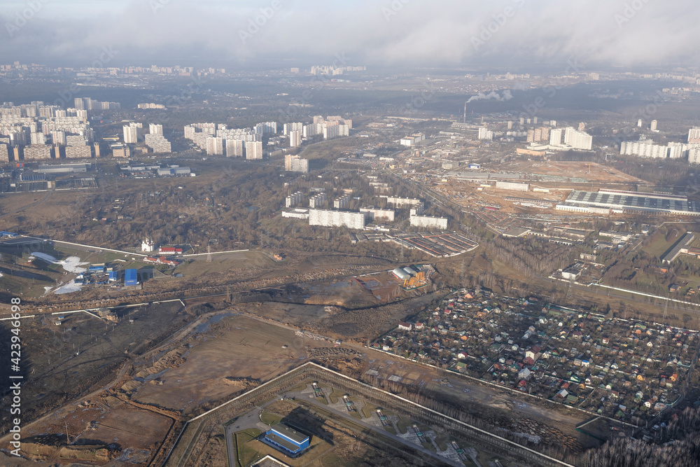View of the Moscow from under the wing of an aircraft View of the Moscow from under the wing of an aircraft