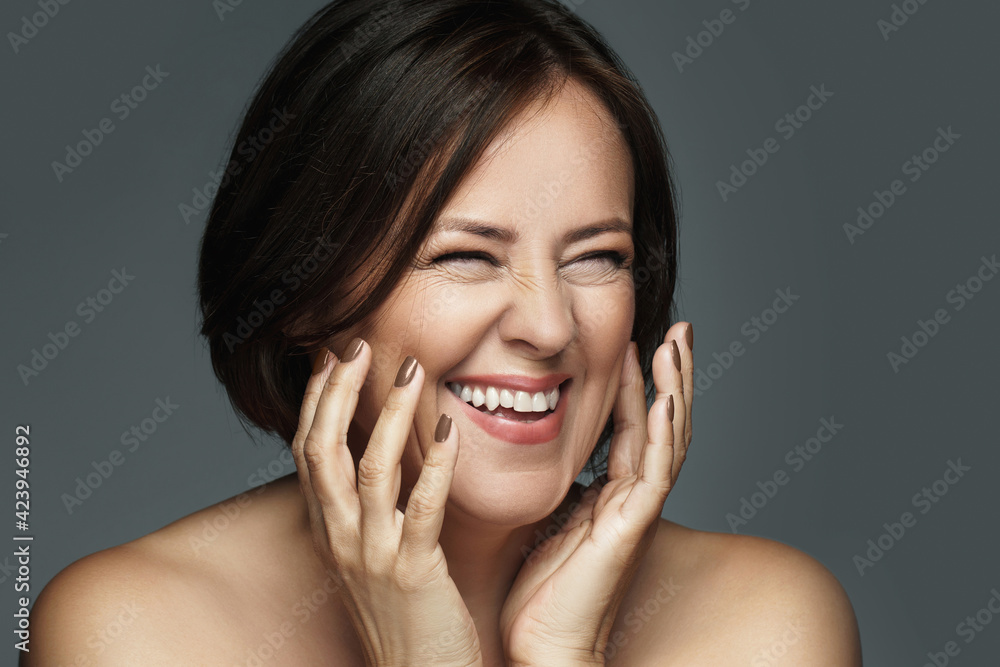 Beautiful middle aged woman with clean wrinkled skin Beautiful middle aged woman with clean wrinkled skin