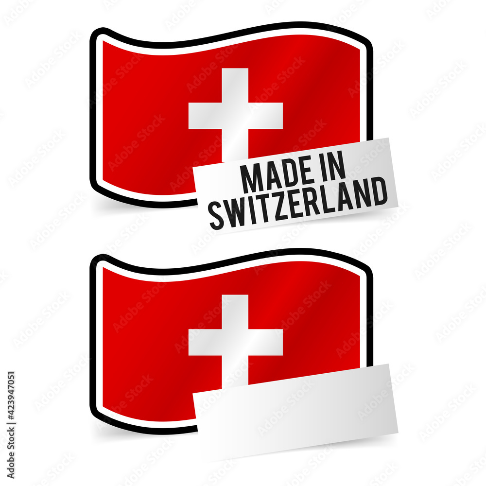 Made in Switzerland Flag and white empty Paper. Made in Switzerland Flag and white empty Paper.