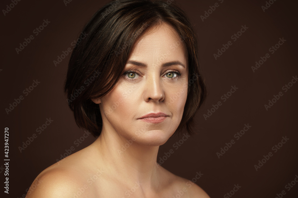 Beautiful middle aged woman with clean wrinkled skin Beautiful middle aged woman with clean wrinkled skin