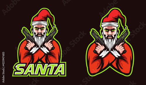 Santa Claus Mafia With Gun Mascot Esport Logo For Your Team Or Squad