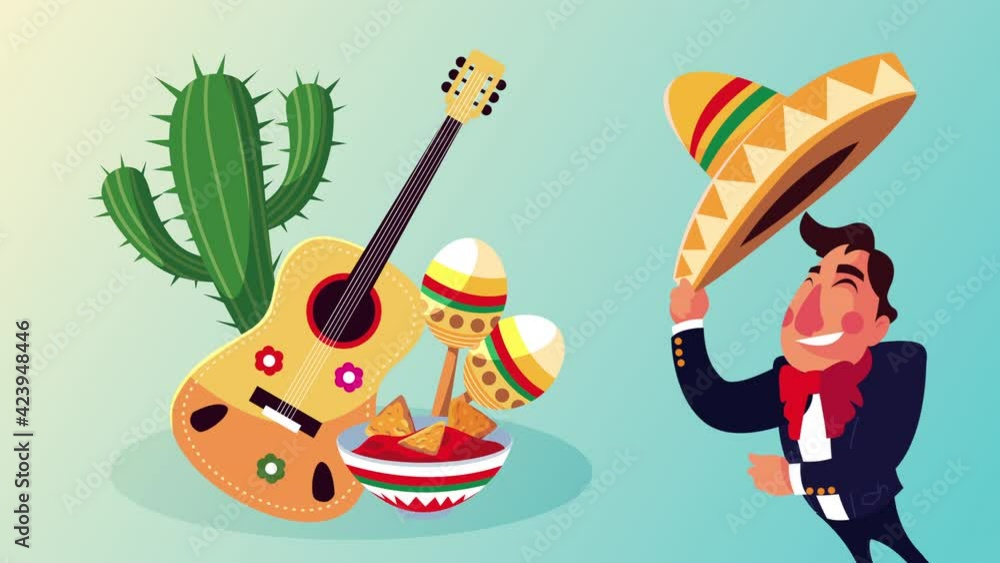 mexican mariachi with nachos and instruments mexican mariachi with nachos and instruments