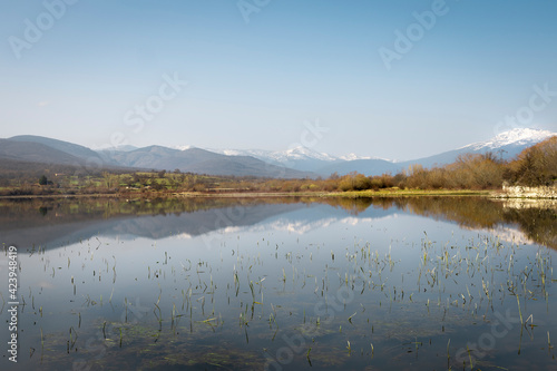 Pinilla del Valle Reservoir in the Community of Madrid. Landscape of the mountains of Madrid, Spain photo