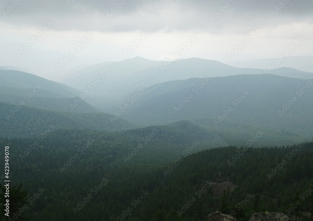 Naklejka premium Top view beautiful landscape on the green hills