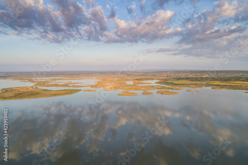 Aerial view of Gardony with lake