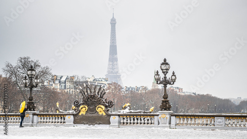 Photography Pont Alexandre III sur la neige