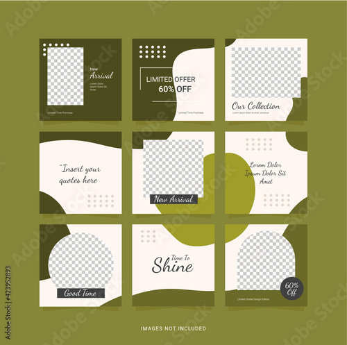 Instagram Puzzle Feed Template Fashion Women Vector