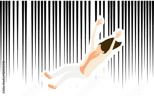 奈落に落ちる人、落下の効果線つき