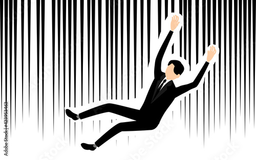 奈落に落ちる人、落下の効果線つき