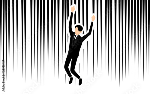 奈落に落ちる人、落下の効果線つき