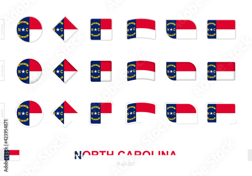 Free Download North Carolina flag set, simple flags of North Carolina with three different effects. - GFXLoad