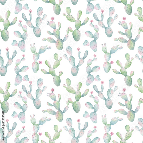 Watercolor Opuntia Pattern