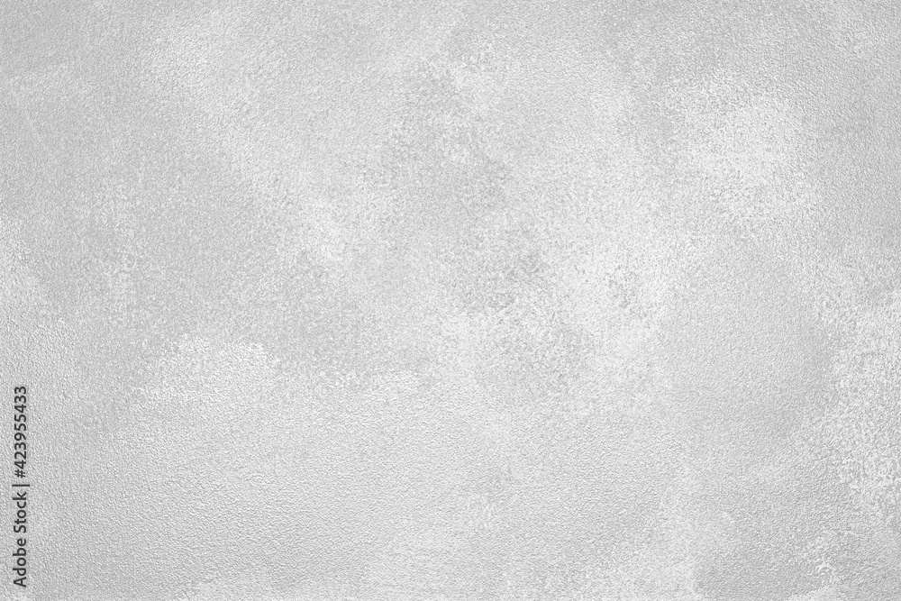 Naklejka premium Textured silver grey surface. Grunge painted plaster wall texture. Abstract grungy light gray background