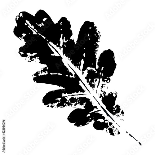 Ink print leaves. Black ink prints of leaves of trees and bushes