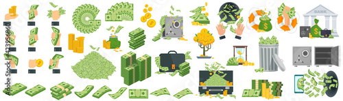 Huge packs of paper money. Bundle with cash bills.