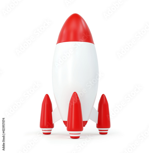 Toy rocket with place for logo isolated on whte background. 3D rendering