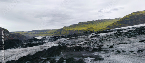 Landscape on top of the Sólheimajökull Glacier, Iceland, Europe