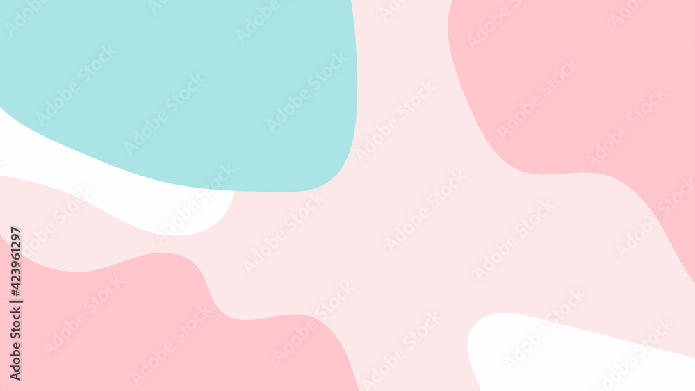 Beautiful pastel social media banner template with minimal abstract organic shapes composition in trendy contemporary collage style	 - obrazy, fototapety, plakaty 