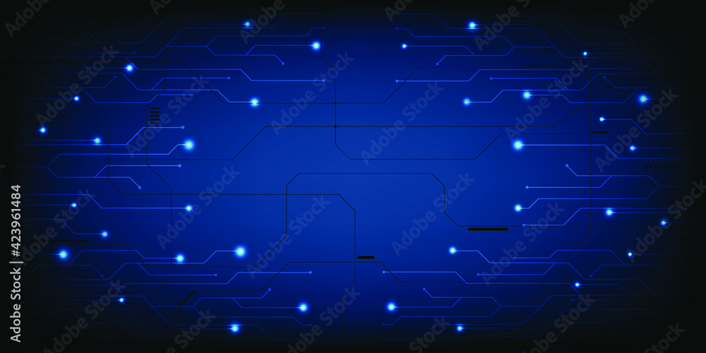 Fototapeta premium Digital future technology background with hi tech flat wall digital grid line elements and each glowing light of energy.Vector illustration.