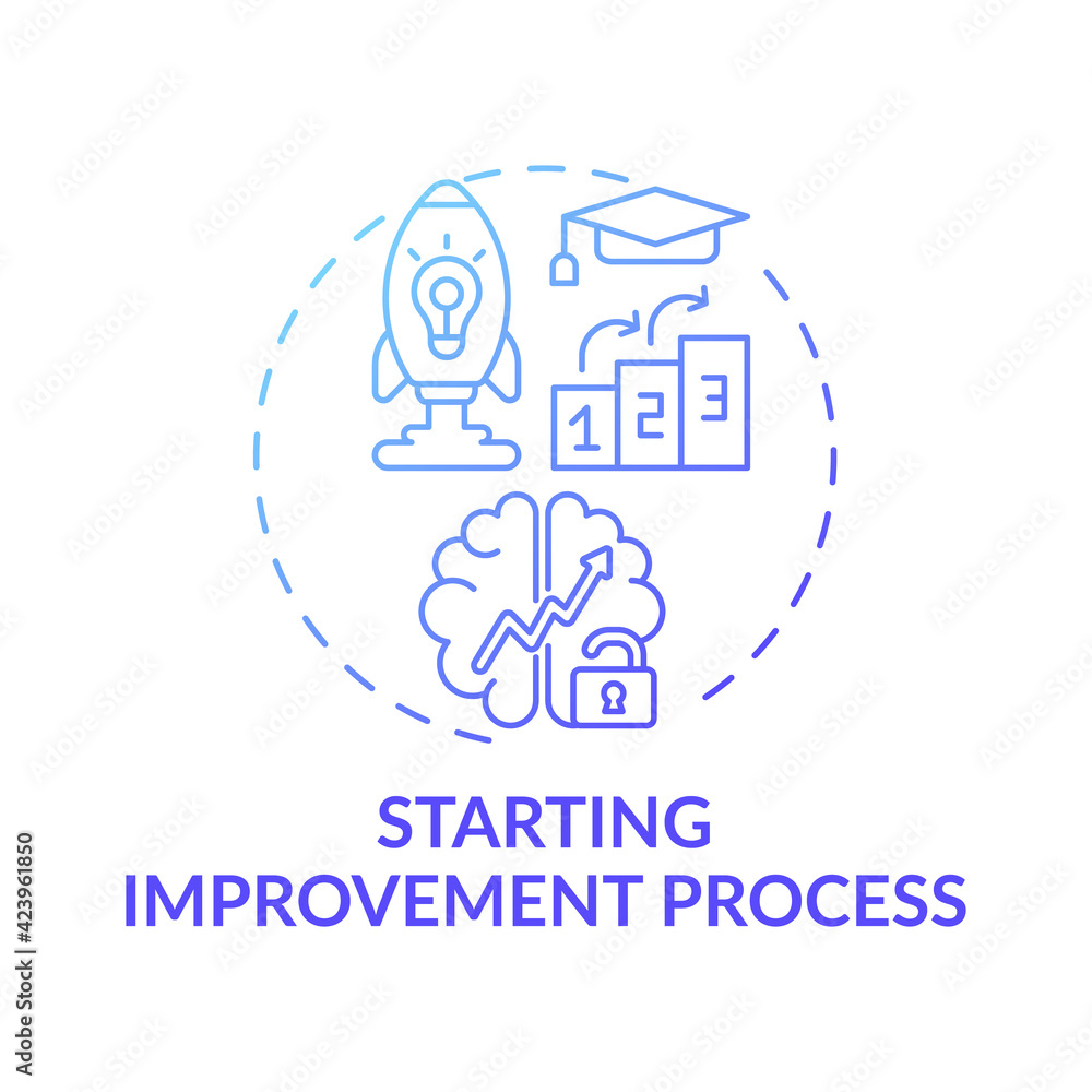 Starting improvement process blue gradient concept icon. Take personal challenges. Productive mindset. Self development idea thin line illustration. Vector isolated outline RGB color drawing