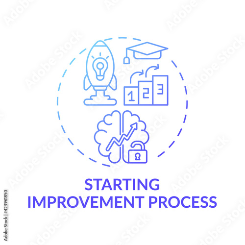 Starting improvement process blue gradient concept icon. Take personal challenges. Productive mindset. Self development idea thin line illustration. Vector isolated outline RGB color drawing