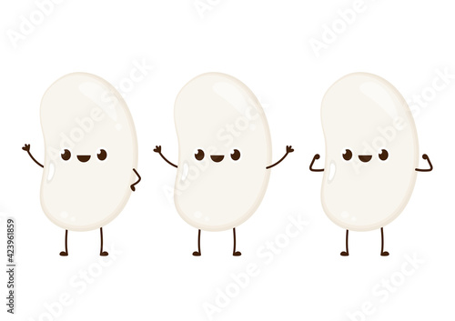 White kidney beans character design. White kidney beans vector.