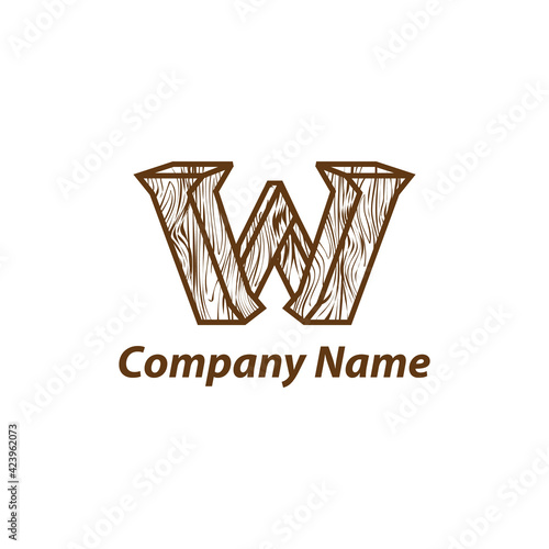 Abstract letter W logo design template with wooden texture home Logo design Vector illustration concept wood  sign symbol icon Interesting design template for your company logo