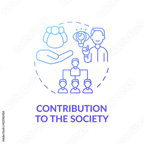 Contribution to the society blue gradient concept icon. Community work. Improve yourself. Social skills. Self development idea thin line illustration. Vector isolated outline RGB color drawing