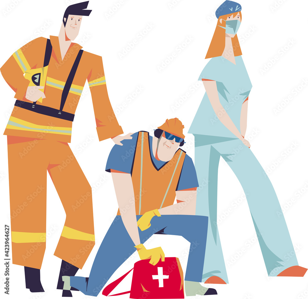 set of protecting worker from health and safety hazards on the job, vector illustration set of protecting worker from health and safety hazards on the job, vector illustration