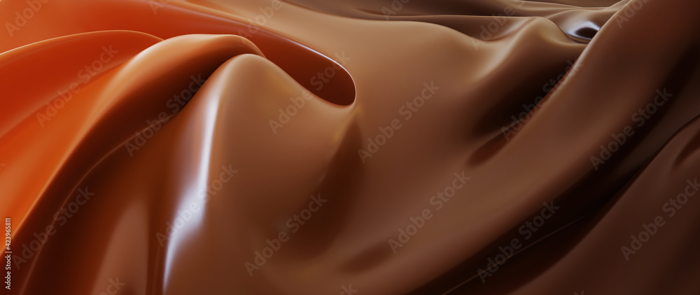 Fototapeta premium 3d render of brown coffee. iridescent holographic foil. abstract art fashion background.