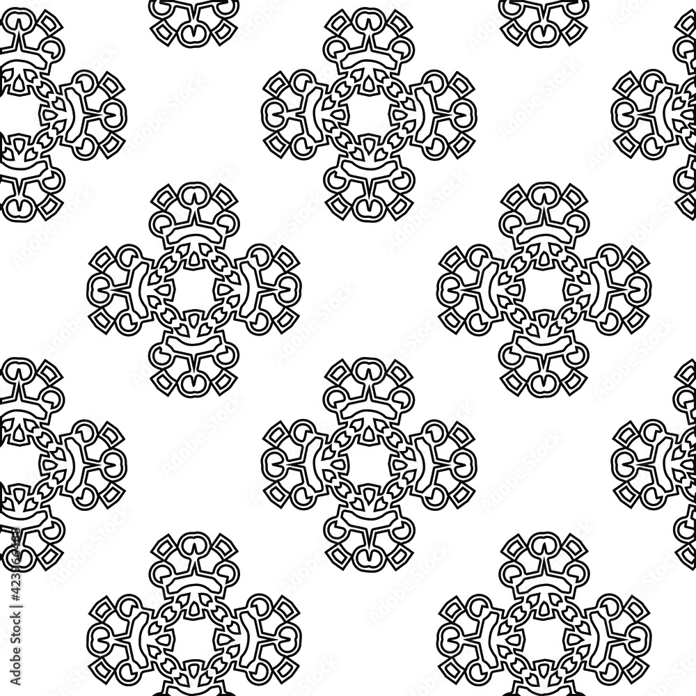 Geometric vector pattern with triangular elements. Seamless abstract ornament for wallpapers and backgrounds. Black and white colors. Geometric vector pattern with triangular elements. Seamless abstract ornament for wallpapers and backgrounds. Black and white colors.