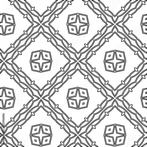 Geometric vector pattern with triangular elements. Seamless abstract ornament for wallpapers and backgrounds. Black and white colors. 