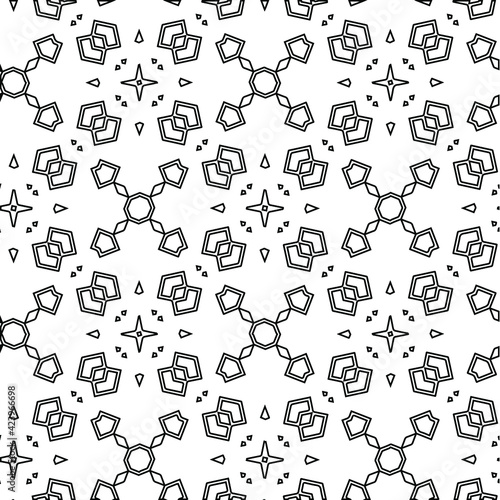 Geometric vector pattern with triangular elements. Seamless abstract ornament for wallpapers and backgrounds. Black and white colors. 