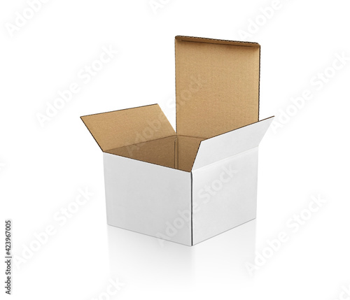 Open Empty Cardboard Box Isolated on White Background