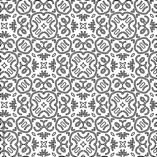  Geometric vector pattern with triangular elements. Seamless abstract ornament for wallpapers and backgrounds. Black and white colors. 