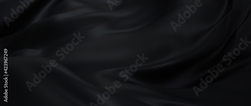 3d render of dark and black cloth. iridescent holographic foil. abstract art fashion background.