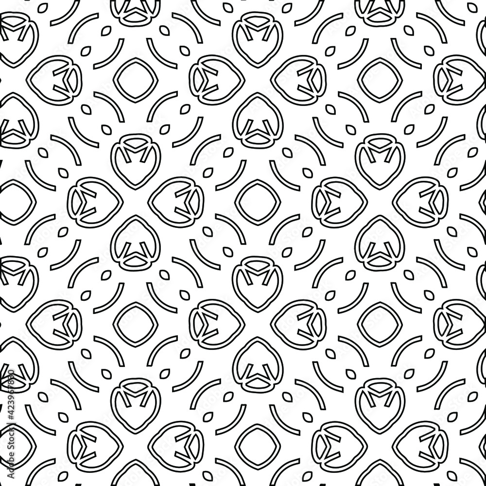 Geometric vector pattern with triangular elements. Seamless abstract ornament for wallpapers and backgrounds. Black and white colors. Geometric vector pattern with triangular elements. Seamless abstract ornament for wallpapers and backgrounds. Black and white colors.