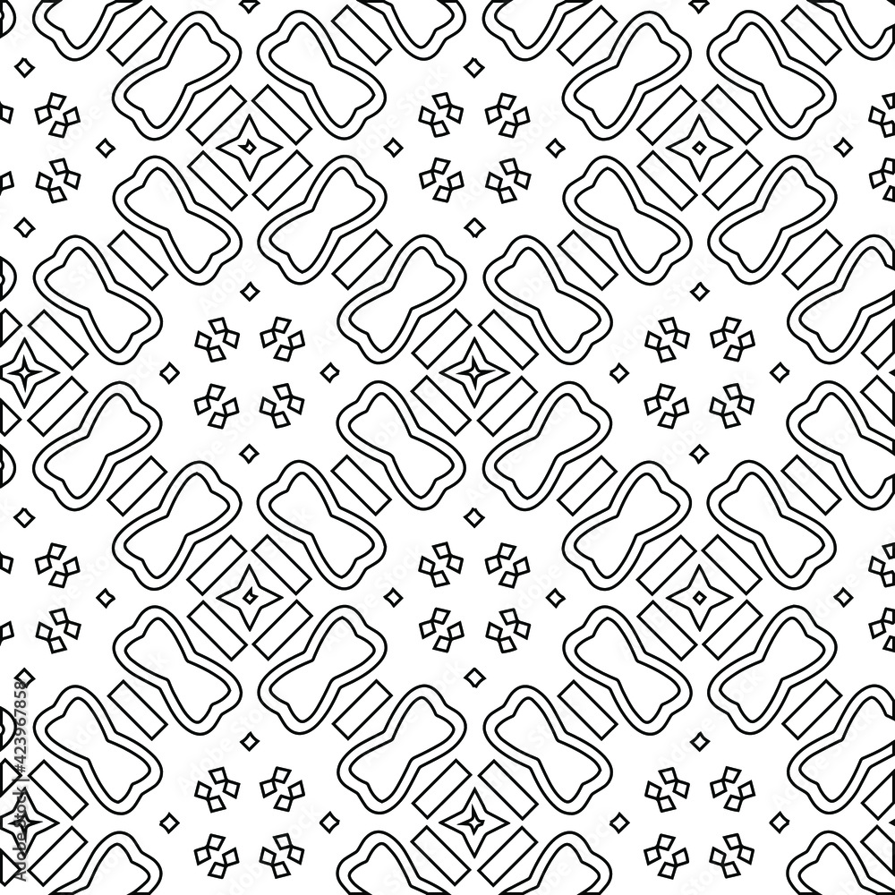 Geometric vector pattern with triangular elements. Seamless abstract ornament for wallpapers and backgrounds. Black and white colors.
