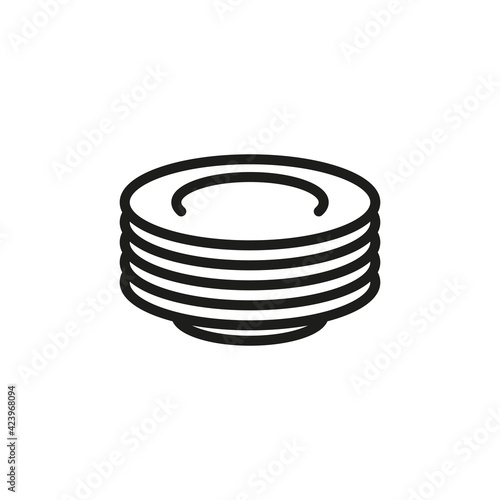 Plate stack icon. Simple vector linear illustration on a white background