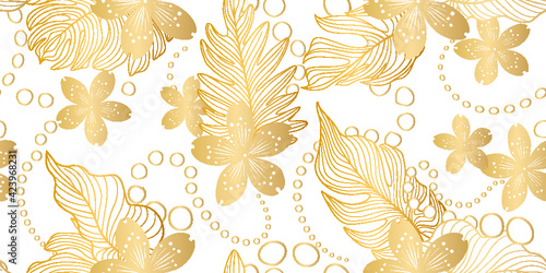 Floral seamless pattern in eastern style. Flower background. Flourish garden texture with flowers.