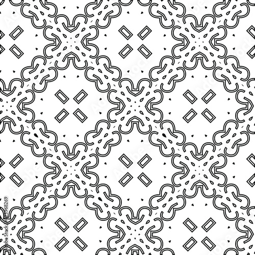 Geometric vector pattern with triangular elements. Seamless abstract ornament for wallpapers and backgrounds. Black and white colors.
