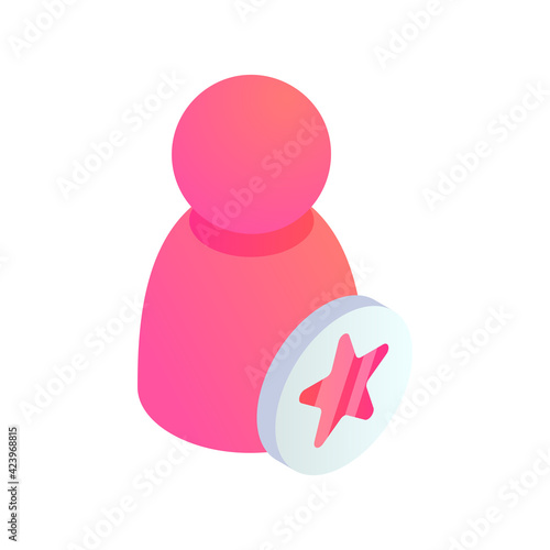 Favorite User Isometric Icon. 3d Star person symbol, Avatar sign, Favorites profile vector illustration