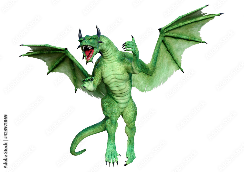 Fototapeta premium 3D Rendering Fairy Tale Dragon on White