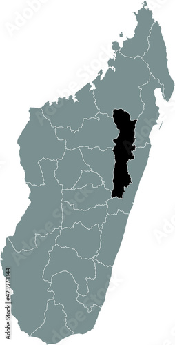 Black highlighted location map of the Malagasy Alaotra Mangoro region inside gray map of the Republic of Madagascar photo