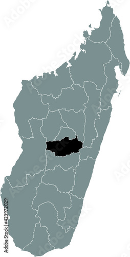 Black highlighted location map of the Malagasy Vakinankaratra region inside gray map of the Republic of Madagascar photo