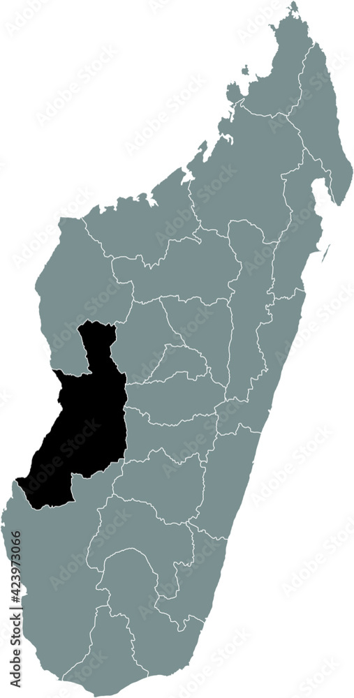 Menabe Map Vetor de Black highlighted location map of the Malagasy Menabe region ...