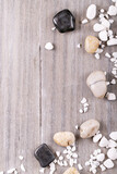 White, black decorative rocks and pebbles
